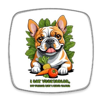 Veganer Bulldogge - Viereckiger Kühlschrankmagnet - Weiß - Vorne