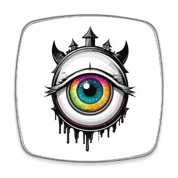 Eye with horns - Square fridge magnet - white - Front