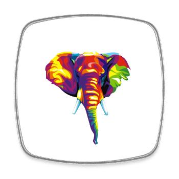 Elephant with colourful abstract motif. - Square fridge magnet - white - Front