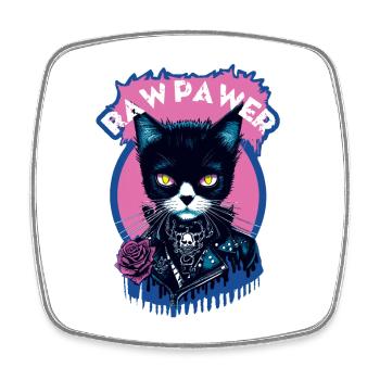 Gothic Katze - Viereckiger Kühlschrankmagnet - Weiß - Vorne