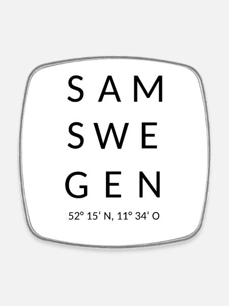 Samswegen black - Square fridge magnet - white