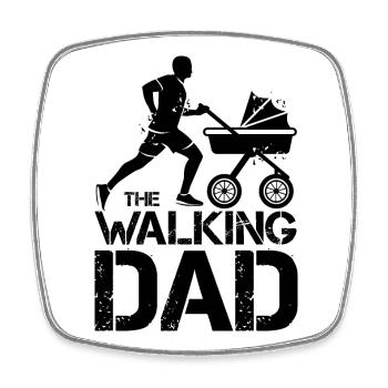 the walking dad buggy running symbol funny icon - Square fridge magnet - white - Front