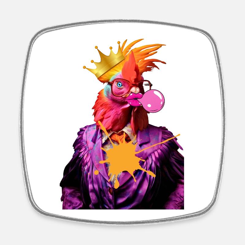 King rooster Pop Star - Square fridge magnet - white