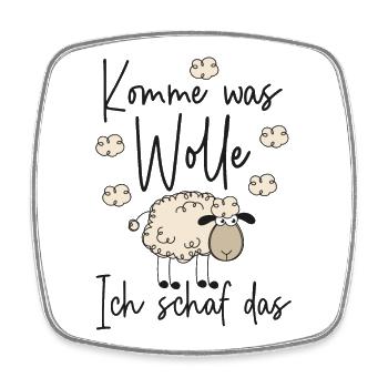 Komme was Wolle Ich schaf das - Motivation Schafe - Viereckiger Kühlschrankmagnet - Weiß - Vorne