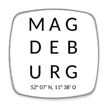 Magdeburg Schriftzug - Viereckiger Kühlschrankmagnet - Weiß - Vorne