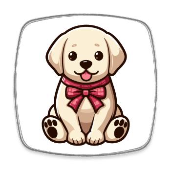 Niedlicher kleiner Hund - Labrador - Viereckiger Kühlschrankmagnet - Weiß - Vorne