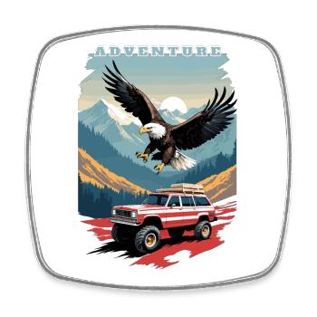Adventure Tour USA - Square fridge magnet - white - Front