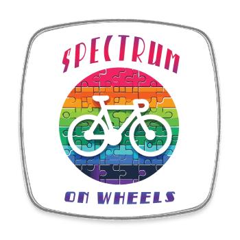 Spectrum On Wheels - Autism Spectrum Fahrrad Radfahren - Viereckiger Kühlschrankmagnet - Weiß - Vorne