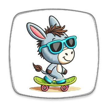 T-shirt Cool Âne Skateur - Magnet carré - blanc - Devant