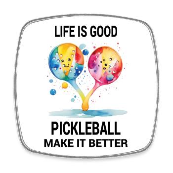 La vie est belle. Le pickleball l’améliore - Magnet carré - blanc - Devant