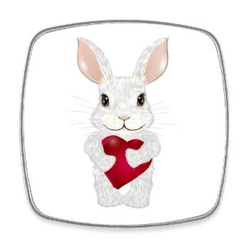 Lapin blanc avec cœur pour la Saint-Valentin - Magnet carré - blanc - Devant