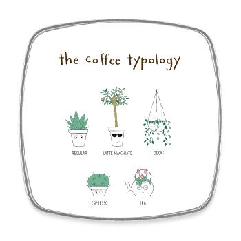 Kaffee Typologie - Viereckiger Kühlschrankmagnet - Weiß - Vorne