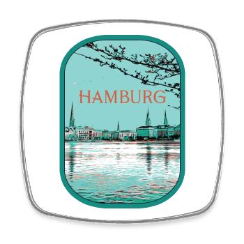 Illustration Flyacross Hamburg - Square fridge magnet - white - Front