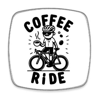 Coffe Ride Road Bicycle Coffee - Square fridge magnet - white - Front