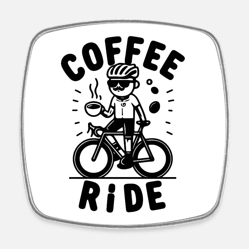 Coffe Ride Road Bicycle Coffee - Square fridge magnet - white