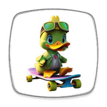 Héros canard skateur sur skateboard - Magnet carré - blanc - Devant