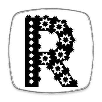 Letter R - Square fridge magnet - white - Front
