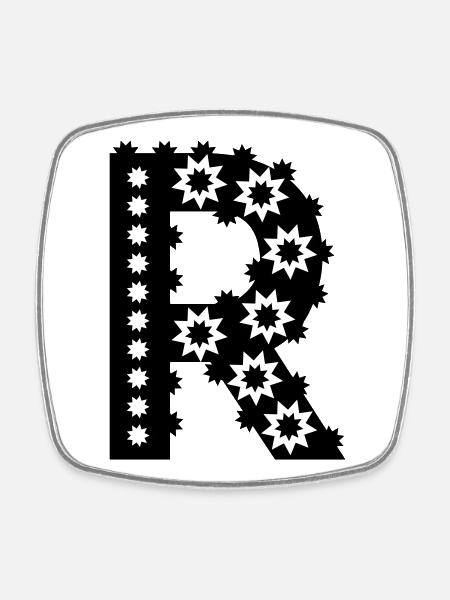 Buchstabe R - Viereckiger Kühlschrankmagnet - Weiß