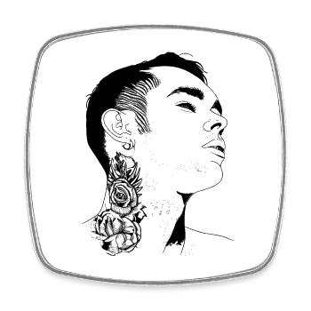 Tatouage Garçon Art Abstrait - Magnet carré - blanc - Devant