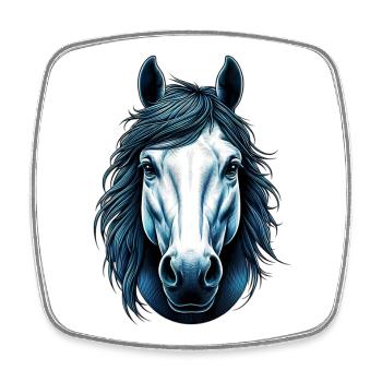 Cheval - Magnet carré - blanc - Devant