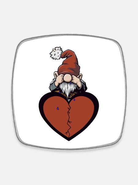 Bûcheron, Nain, Coeur, Chagrin, Amour - Magnet carré - blanc
