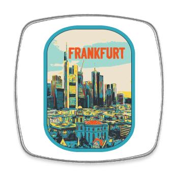 Frankfurt in Farbe: Urbane Illustration - Viereckiger Kühlschrankmagnet - Weiß - Vorne