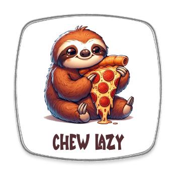 Pizza paresseuse - Magnet carré - blanc - Devant