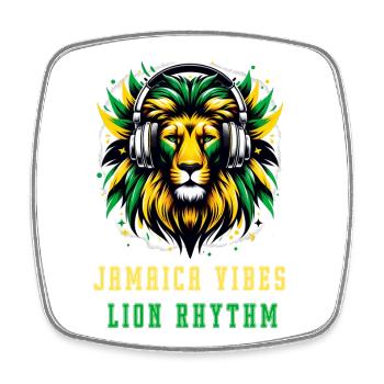 Jamaica lion reggae design - Square fridge magnet - white - Front
