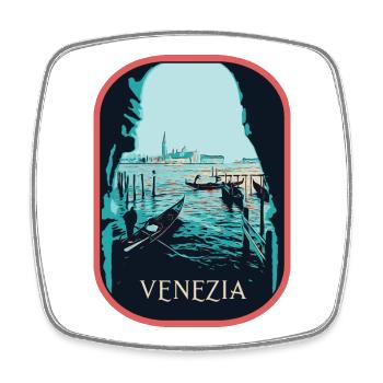 Illustration typische Ansicht von Venedig und Gondeln - Viereckiger Kühlschrankmagnet - Weiß - Vorne