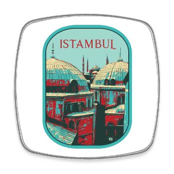 Majestät von Istanbul: Erhabene Moschee - Viereckiger Kühlschrankmagnet - Weiß - Vorne