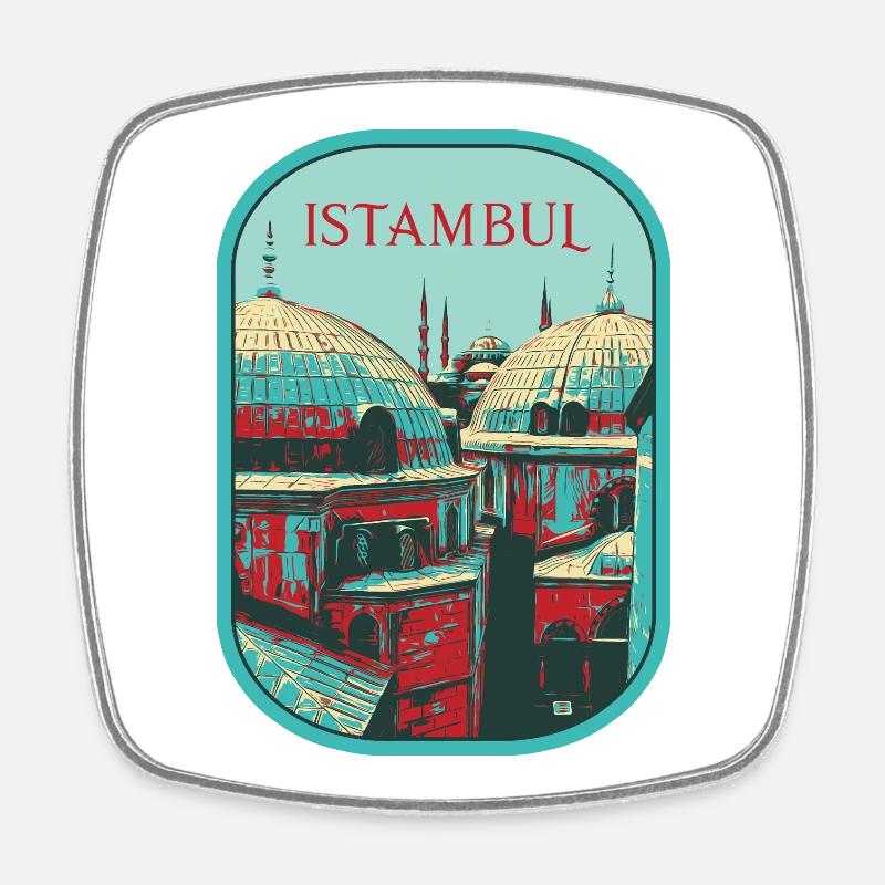 Majesté d'Istanbul: Mosquée sublime - Magnet carré - blanc