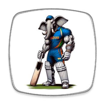 India cricket sport elephant design - Square fridge magnet - white - Front