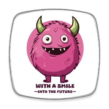 Into the future with a smile ! - Square fridge magnet - white - Front