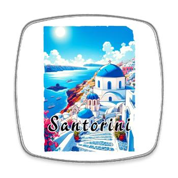Grèce, souvenirs, vacances, Santorin - Magnet carré - blanc - Devant
