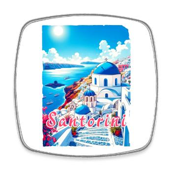 Grèce, souvenirs, vacances, Santorin - Magnet carré - blanc - Devant
