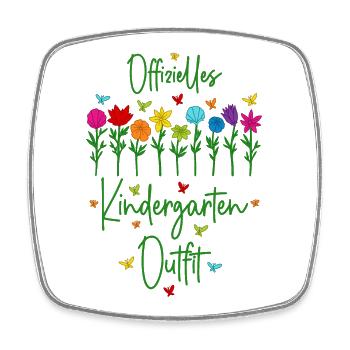 Offizielles Kindergarten Outfit mit bunten Blumen - Viereckiger Kühlschrankmagnet - Weiß - Vorne