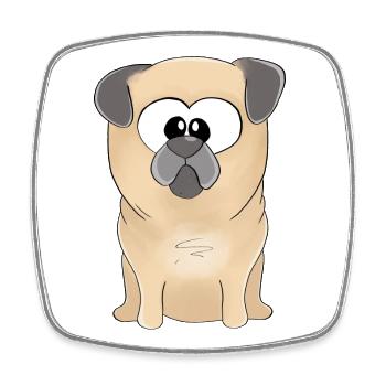 Mops Merlin - Viereckiger Kühlschrankmagnet - Weiß - Vorne
