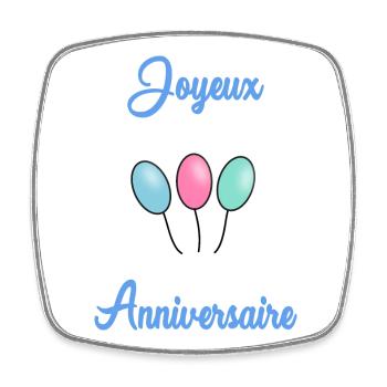 HAPPY BIRTHDAY - Magnet carré - blanc - Devant