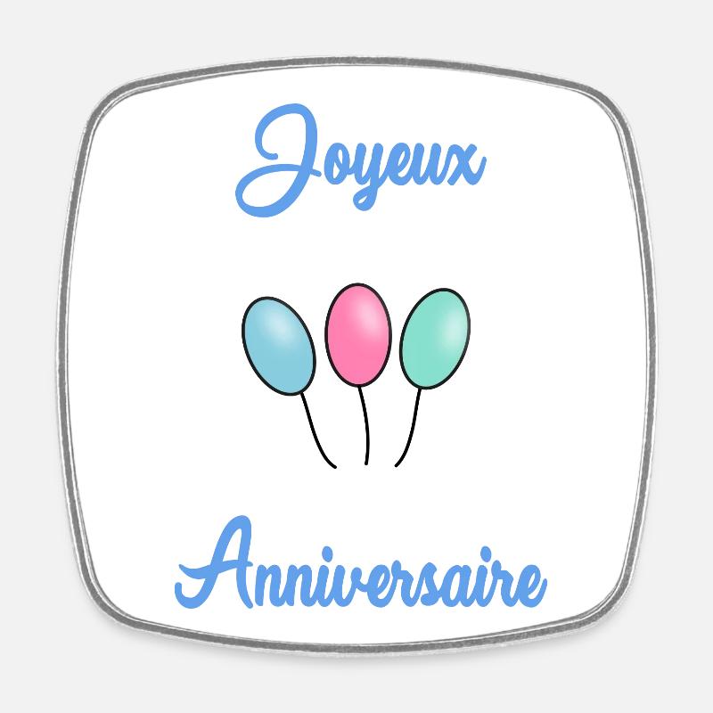 HAPPY BIRTHDAY - Magnet carré - blanc