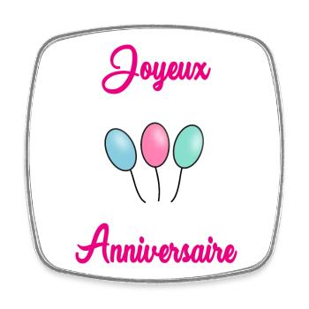 JOYEUX ANNIVERSAIRE - Magnet carré - blanc - Devant