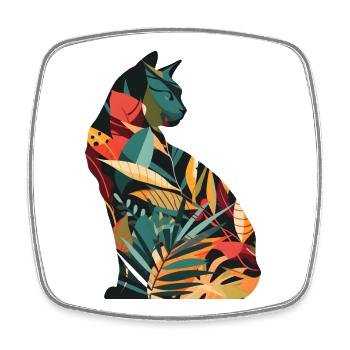 Katzen Silhouette Retro Look - Viereckiger Kühlschrankmagnet - Weiß - Vorne