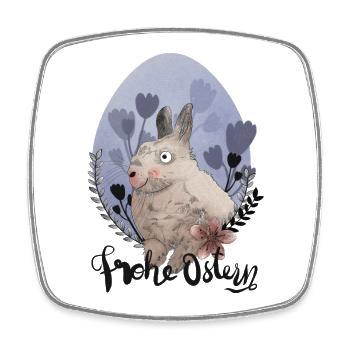Easter Bunny Illustration Happy Easter - Square fridge magnet - white - Front