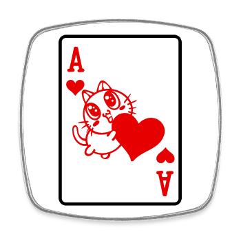 Jeu de cartes Poker Heart Cat Poker Casino - Magnet carré - blanc - Devant