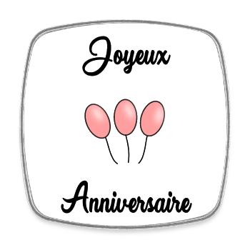 JOYEUX ANNIVERSAIRE - Magnet carré - blanc - Devant