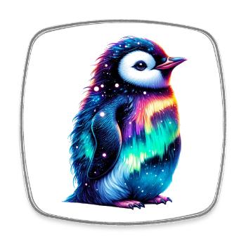 Aurora Borealis Penguin - Square fridge magnet - white - Front