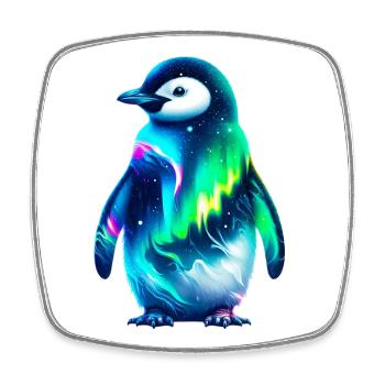 Aurora Borealis Pinguin - Viereckiger Kühlschrankmagnet - Weiß - Vorne