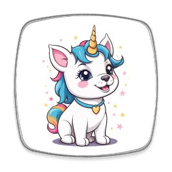 Cute Unicorn Dog - Square fridge magnet - white - Front