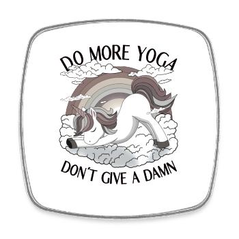 Do More Yoga – Don't Give a Damn - Square fridge magnet - white - Front