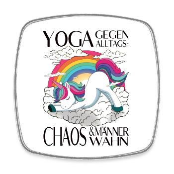 Yoga contre le chaos quotidien et la manie masculine - Magnet carré - blanc - Devant