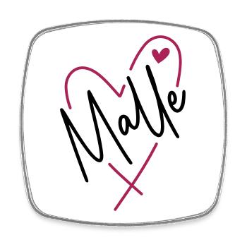 Malle Herz - Viereckiger Kühlschrankmagnet - Weiß - Vorne